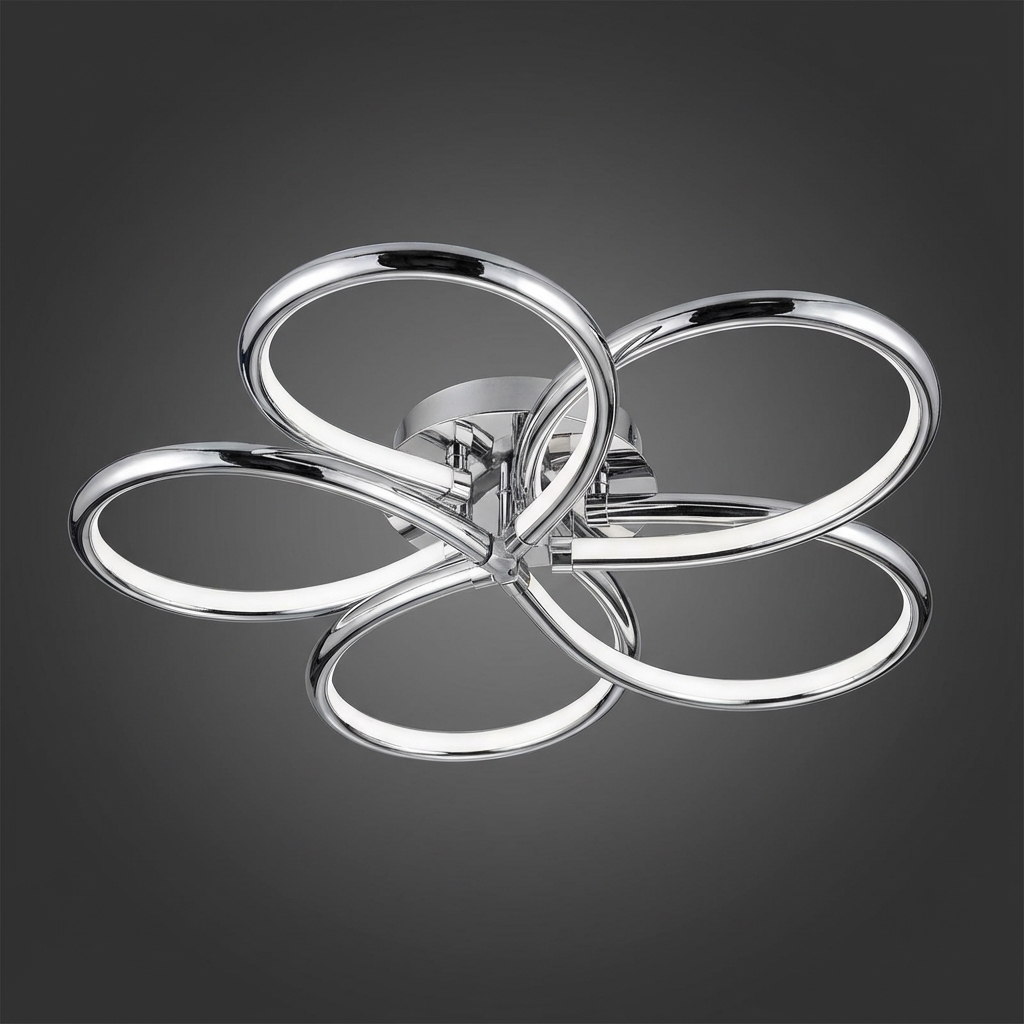 LED Çiçek Plafonyer Krom